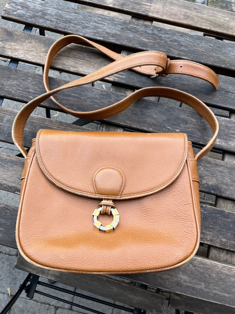 LANCEL vintage tan brown leather logo buckle purse, historic French luxury - Picture 12 of 12